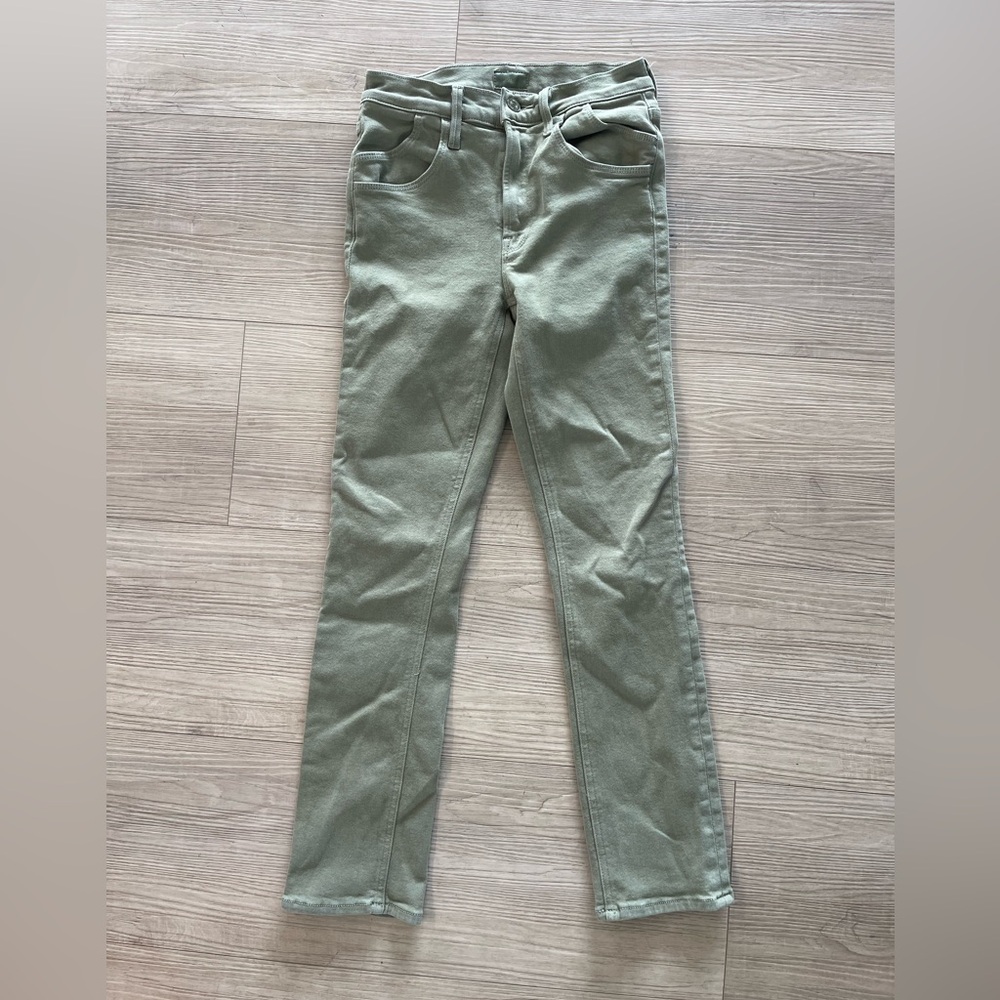 Mother cropped jeans, green, size 25